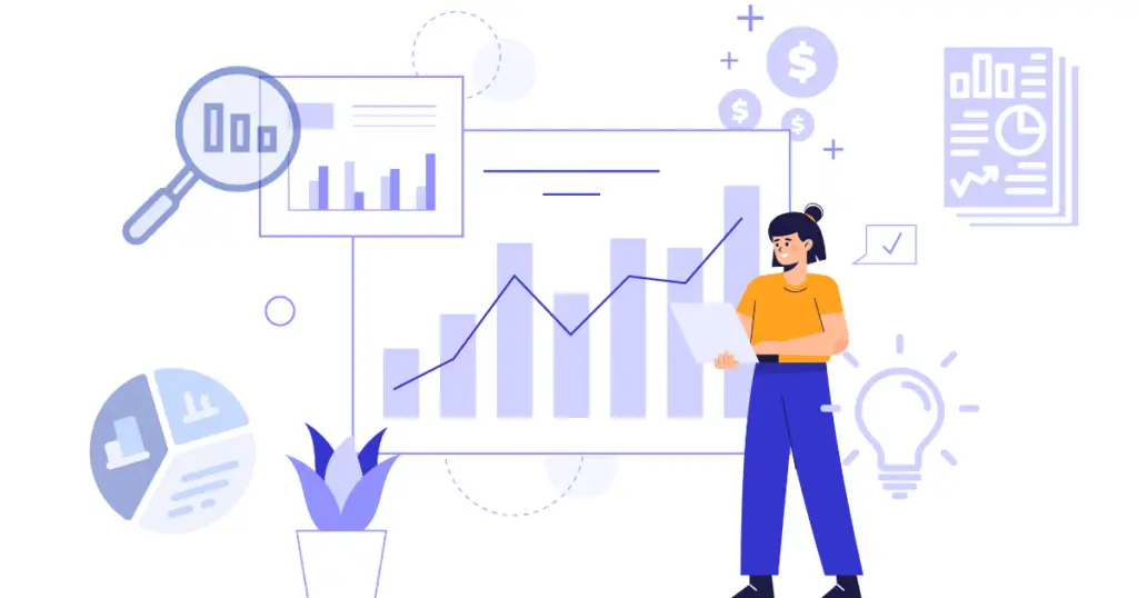Campaign Monitor vs TinyEmail 2024 | De Bie Media woman checking analytics by looking at charts, bars, documents...